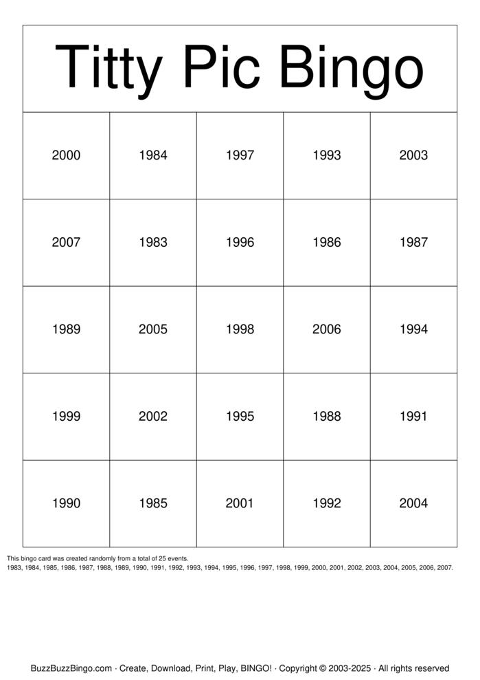 Download Free TITTY PIC BINGO Bingo Cards Download Free TITTY PIC BINGO Bingo Cards