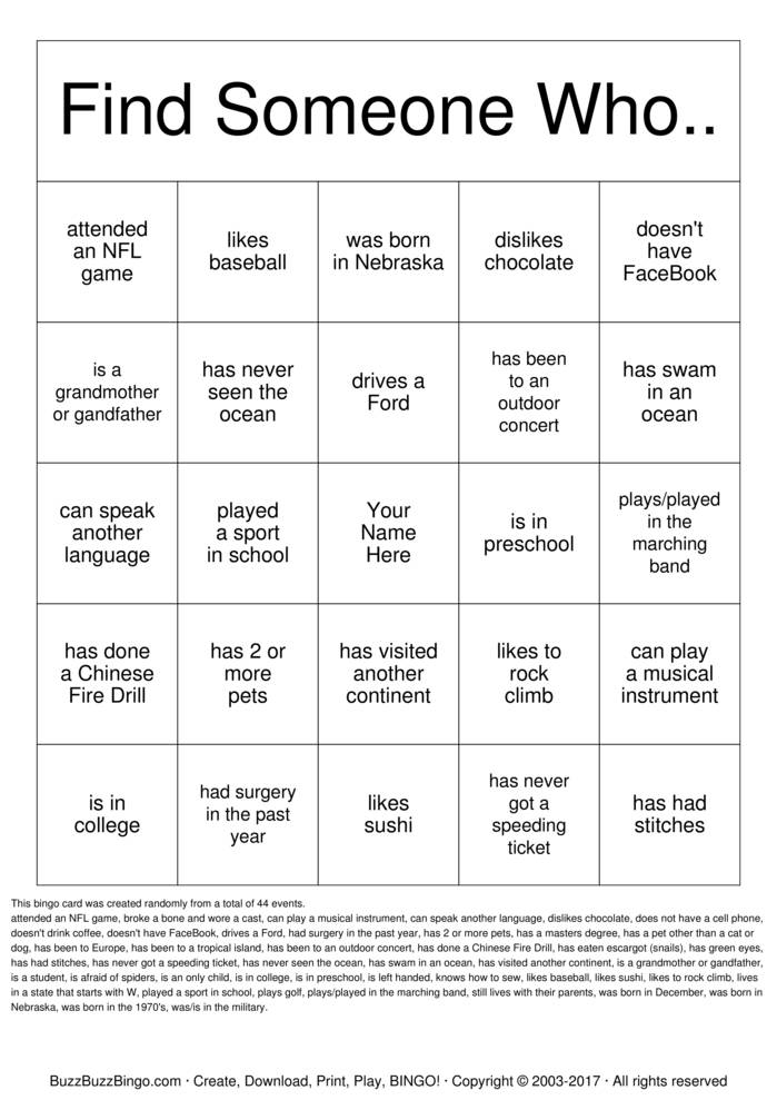 2017 Family Reunion Bingo Cards to Download, Print and Customize!