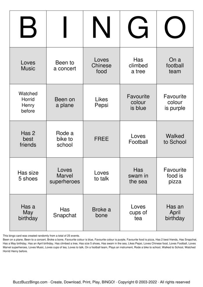 Find-a-Friend Bingo Cards to Download, Print and Customize!