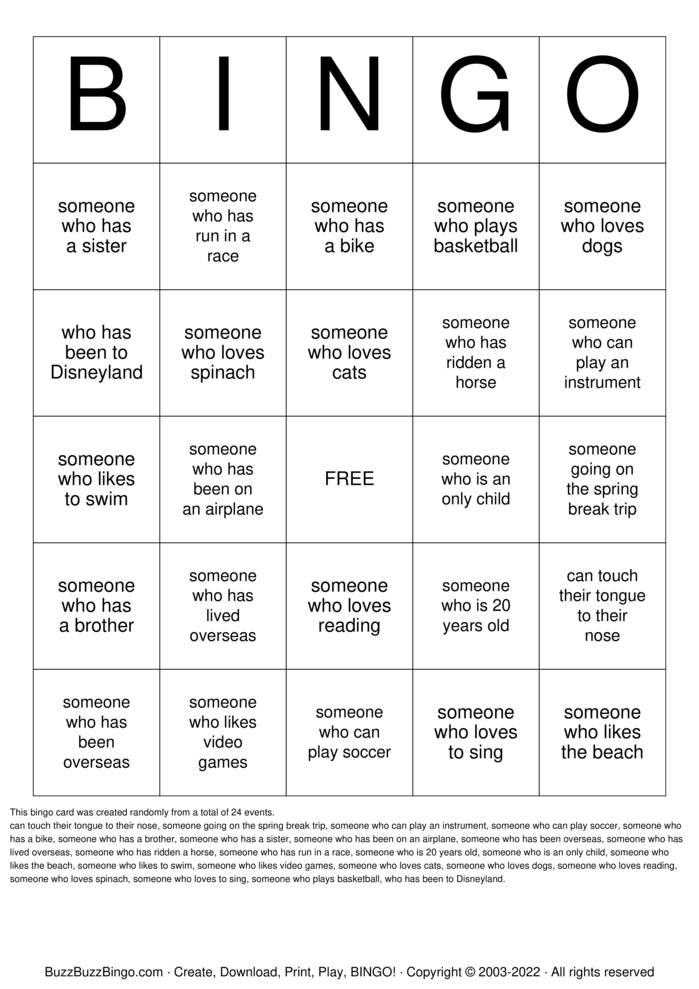 Friendship Bingo Bingo Cards to Download, Print and Customize!