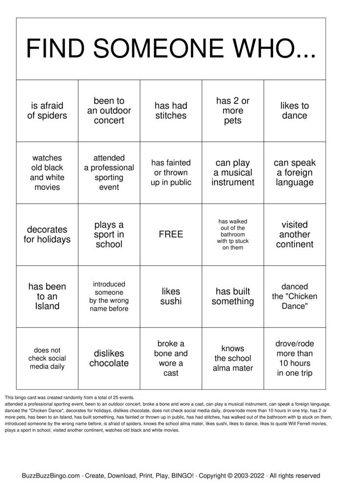 Download Free Getting to Know You! Bingo Cards Download Free Getting to Know You! Bingo Cards
