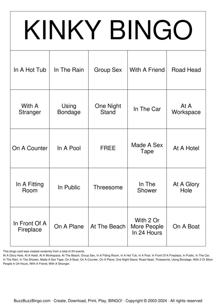 Download Free KINKY SEX BINGO Bingo Cards