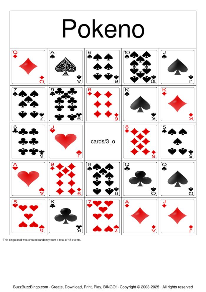 Pokeno Bingo Cards to Download, Print and Customize!