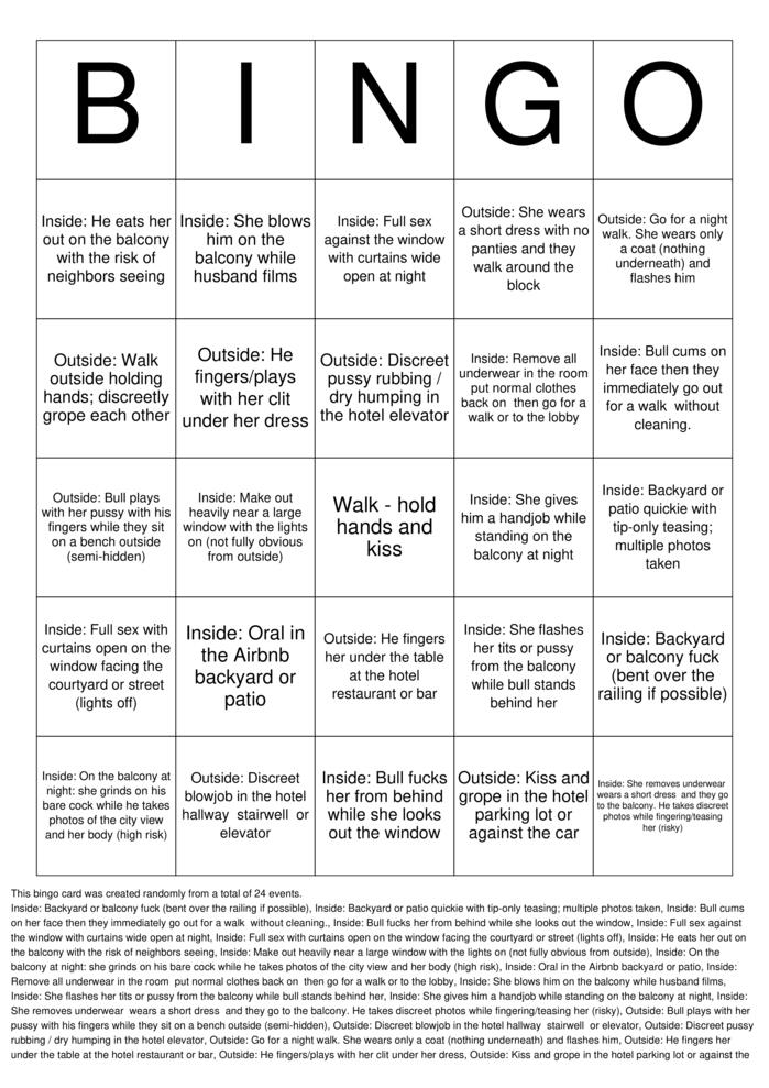 Download Free Public Hotwife Bingo Cards