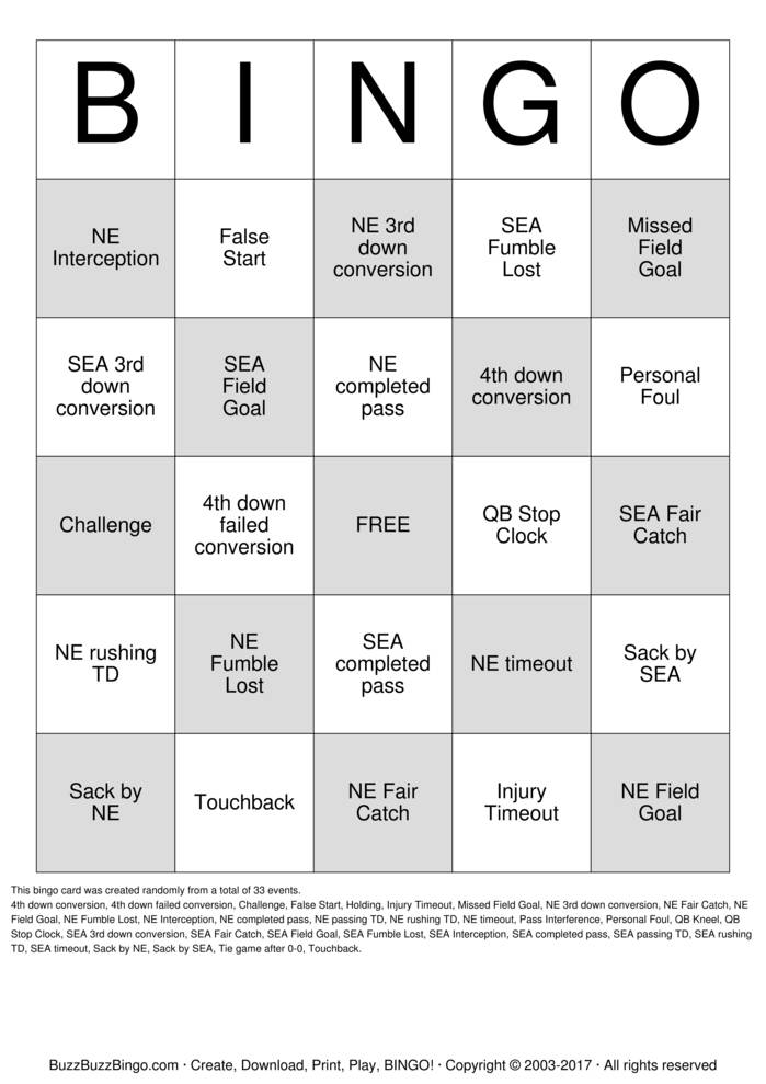 Superbowl Bingo Cards to Download, Print and Customize!