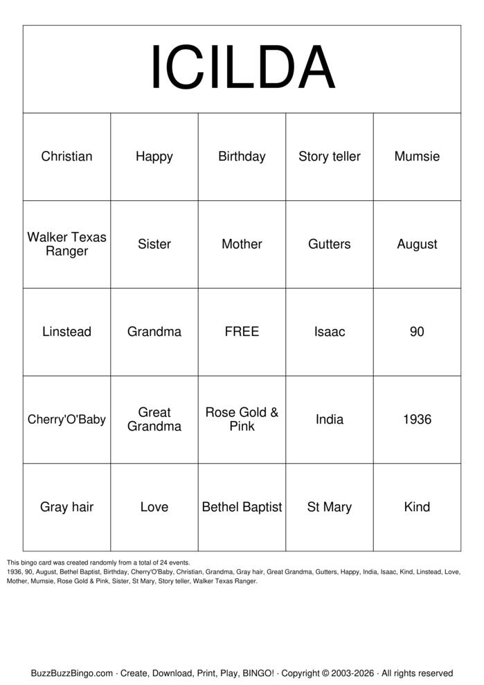Download Free 90th Birthday Bingo Cards Download Free 90th Birthday Bingo Cards
