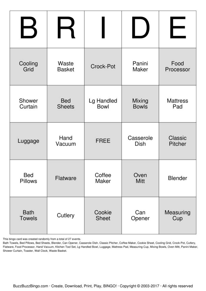 Bridal Shower Bingo Cards to Download, Print and Customize!