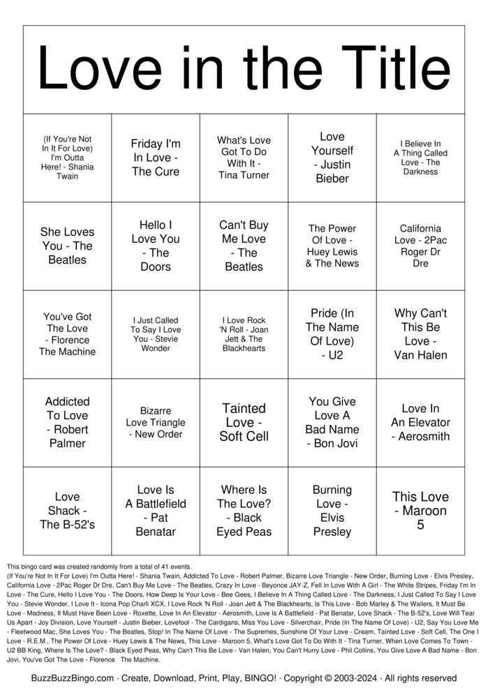 Download Free Custom Bingo Cards