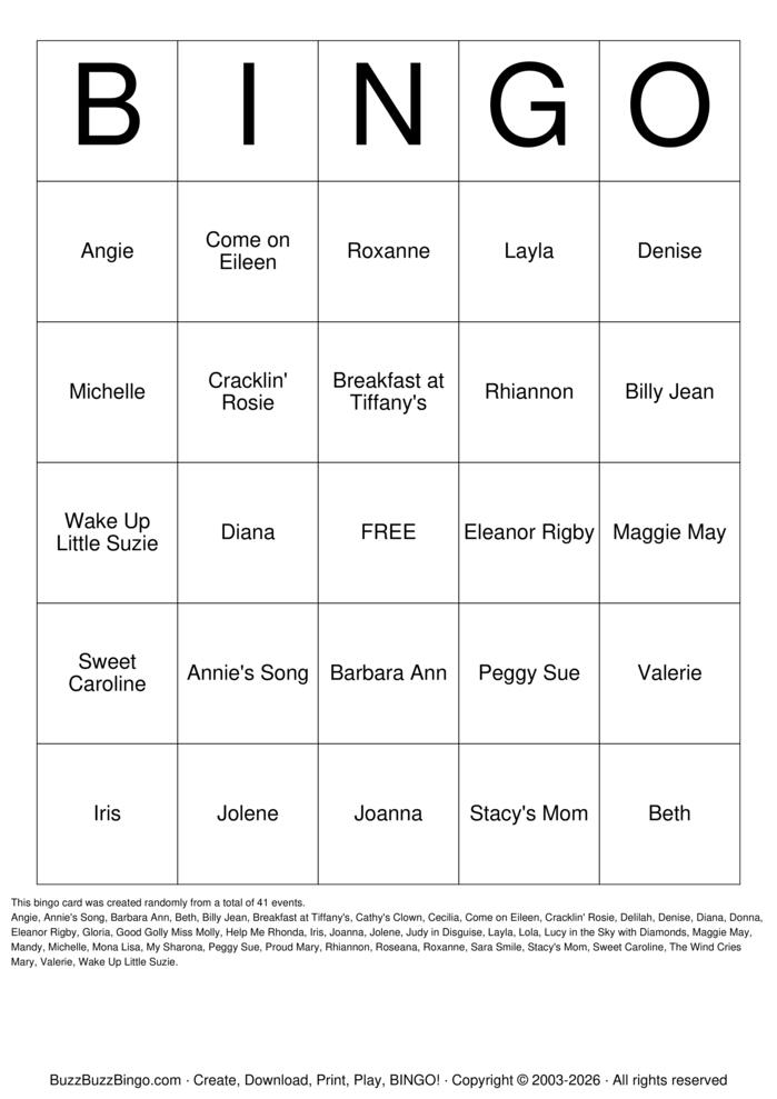 Download Free Custom Bingo Cards
