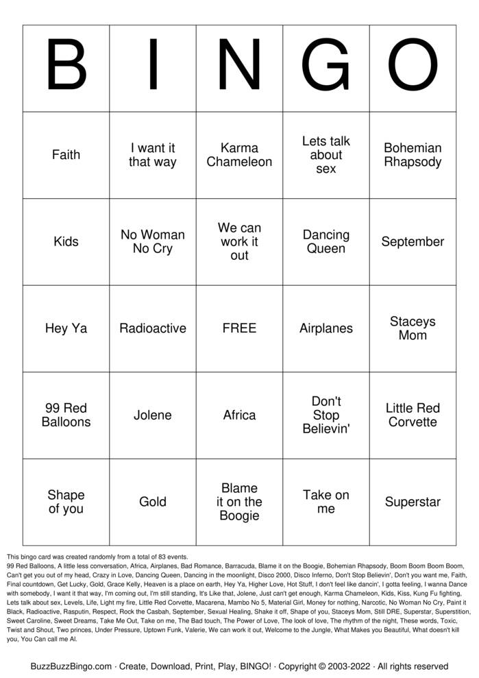 Download Free Custom Bingo Cards Download Free Custom Bingo Cards
