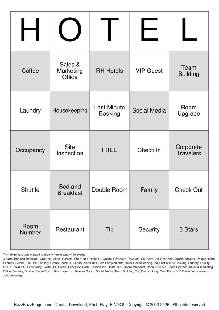 Download Free Hotel Bingo HOLIDAY INN EXPRESS WOODMEAD Bingo Cards Download Free Hotel Bingo HOLIDAY INN EXPRESS WOODMEAD Bingo Cards