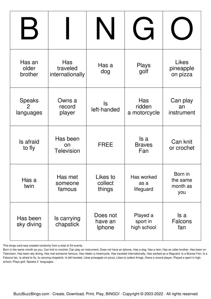 Download Free ICEBREAKER BINGO Bingo Cards