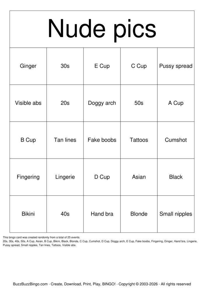 Download Free Nude Bingo Bingo Cards