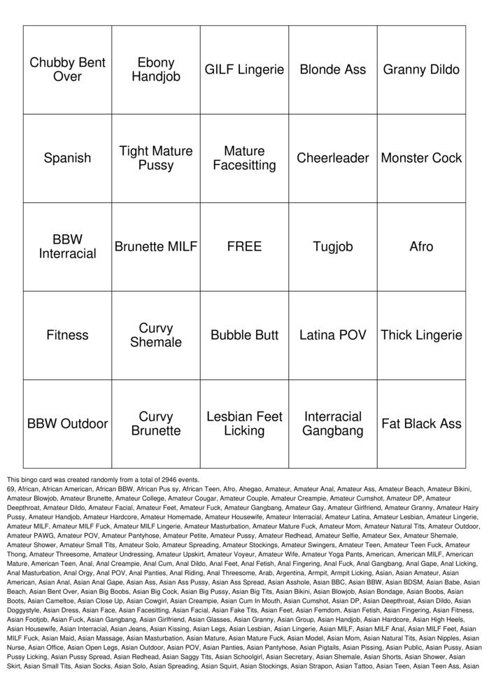 Download Free Porno Bingo Cards