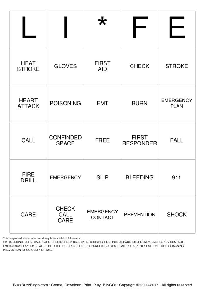 SAFETY Bingo Cards To Download Print And Customize 