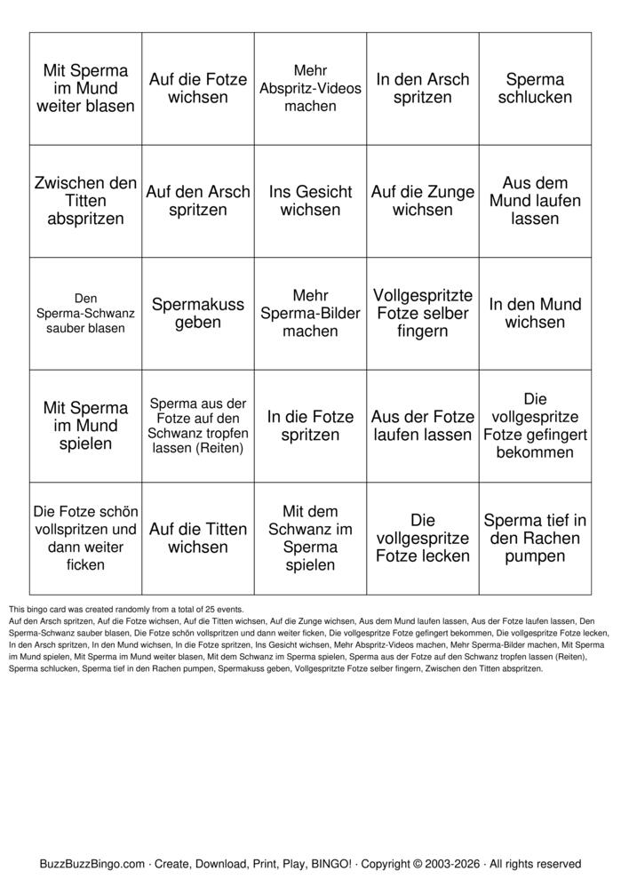 Download Free Sperma Bingo Cards Download Free Sperma Bingo Cards