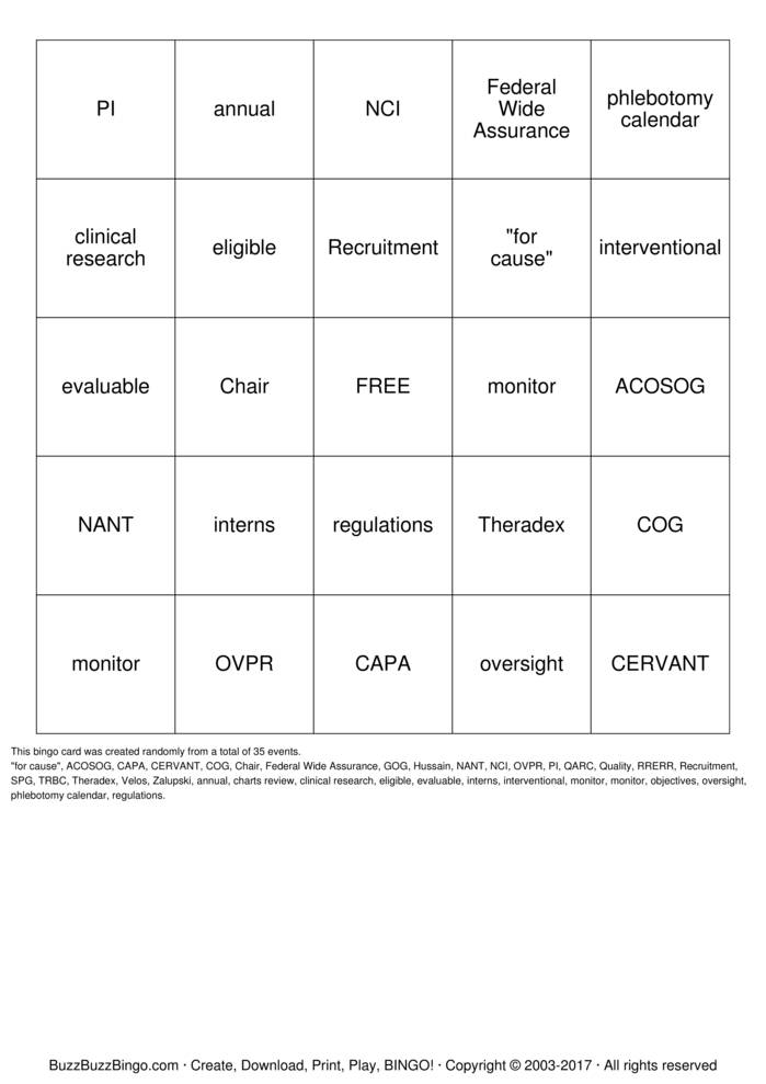 Download Free Custom Bingo Cards
