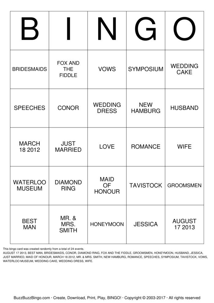 Bridal Shower Bingo Cards to Download, Print and Customize!