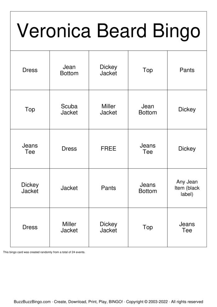 Download Free Custom Bingo Cards