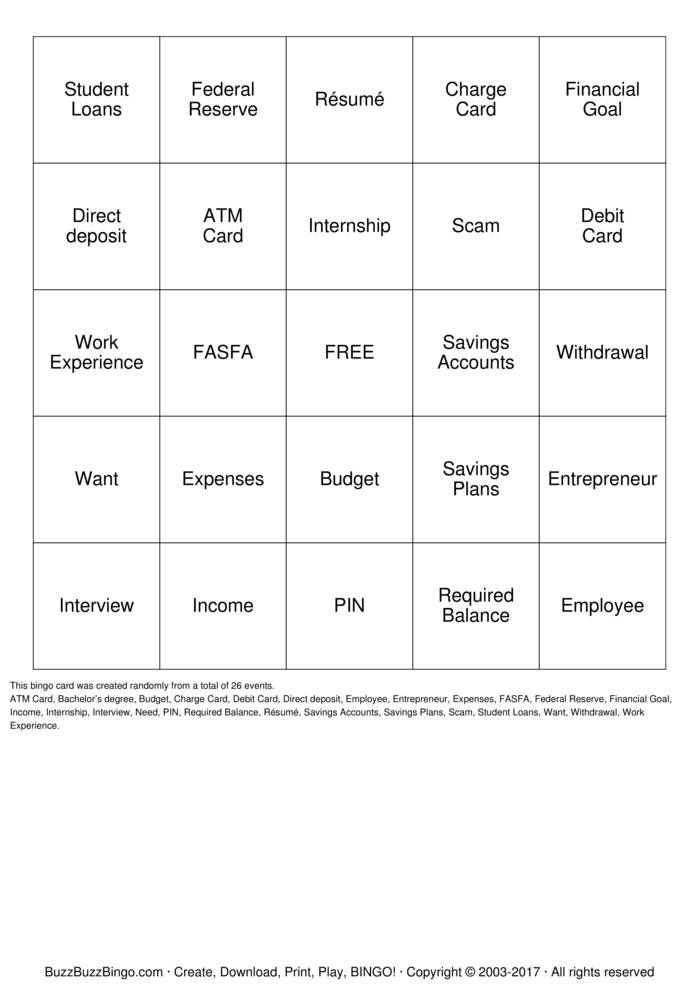 Download Free Custom Bingo Cards