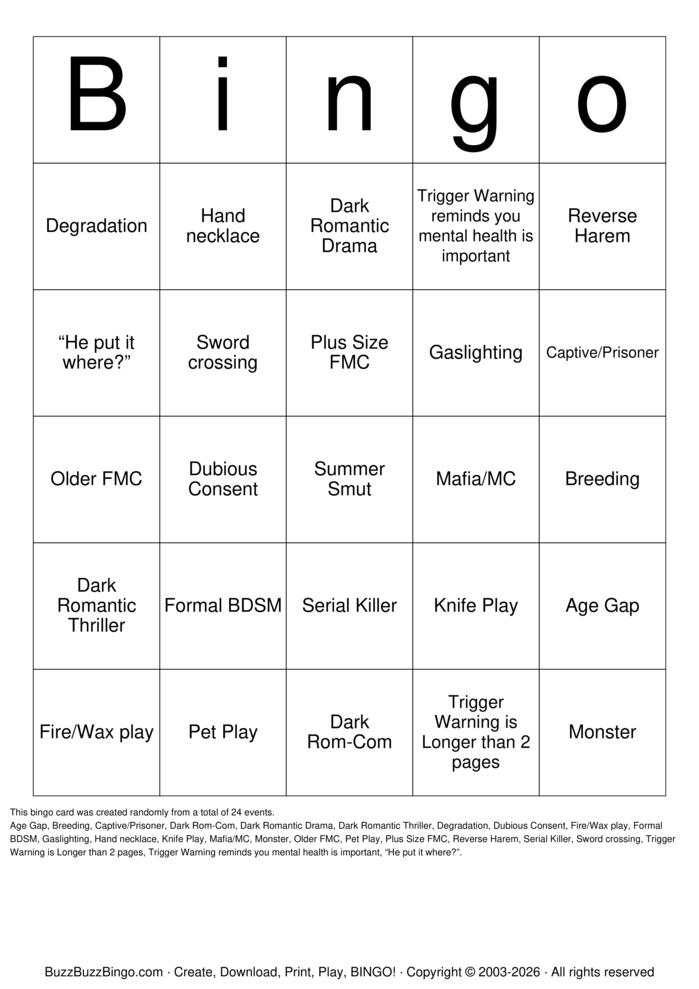 Download Free DIRTY BINGO Bingo Cards