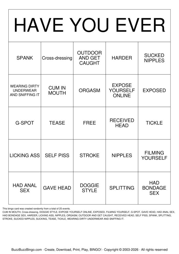 Download Free HAVE YOU EVER Bingo Cards