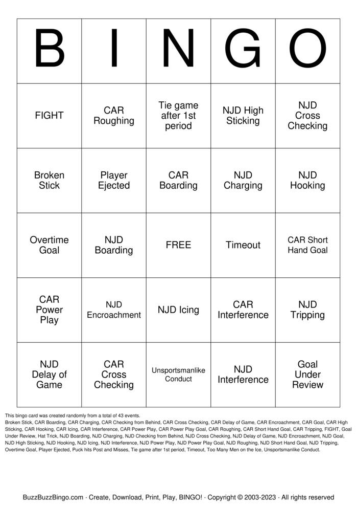 Hockey Bingo Cards to Download, Print and Customize!