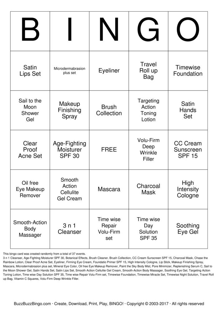 Download Free Mary Kay Bingo  Bingo Cards