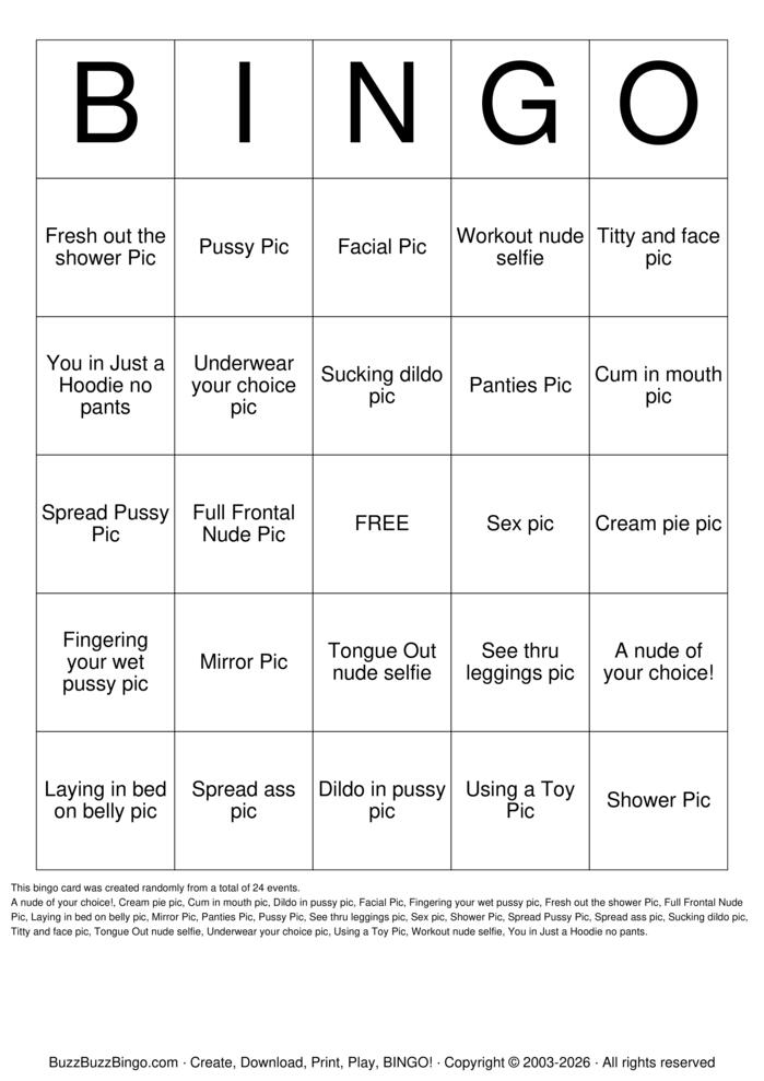 Download Free Nudes Bingo Cards Download Free Nudes Bingo Cards