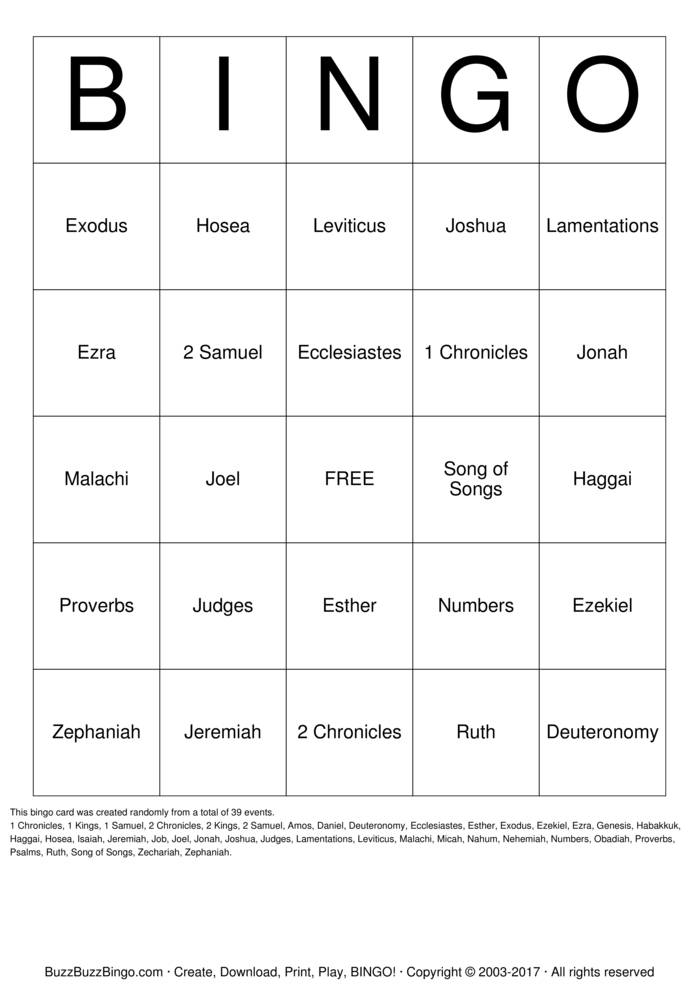 Download Free Old Testament Books Bingo Cards Download Free Old Testament Books Bingo Cards