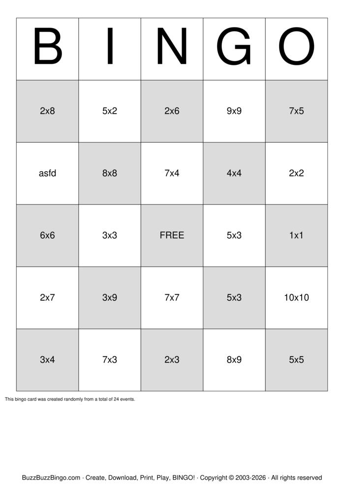 Download Free 7x7 Bingo Cards Download Free 7x7 Bingo Cards