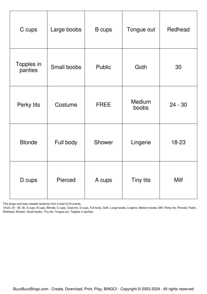 Download Free Boobs Bingo Cards Download Free Boobs Bingo Cards
