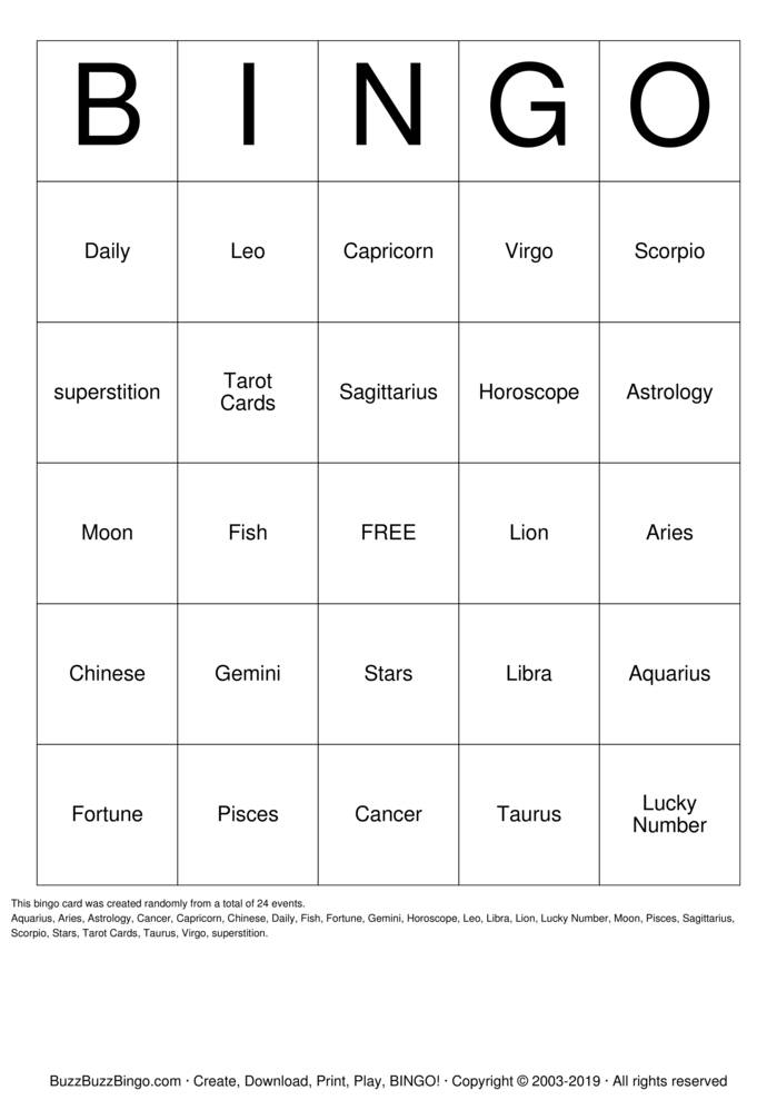 Download Free Capricorn Bingo Cards Download Free Capricorn Bingo Cards