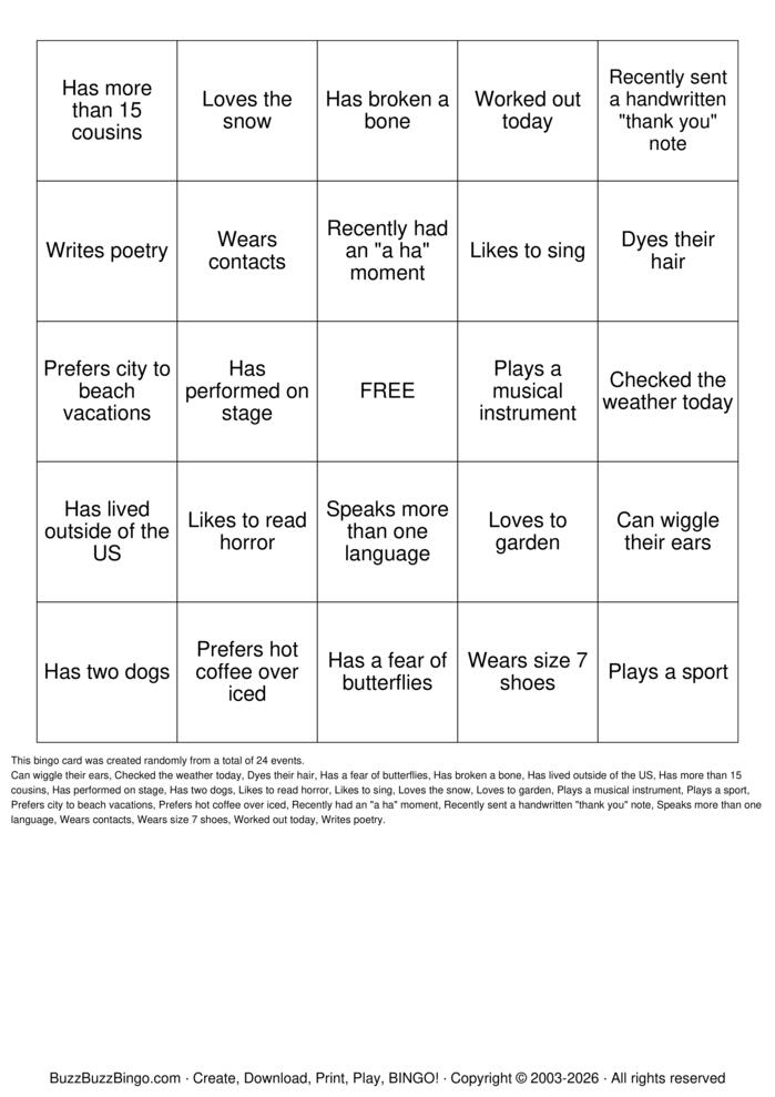 Download Free Cultural Diversity Bingo Cards
