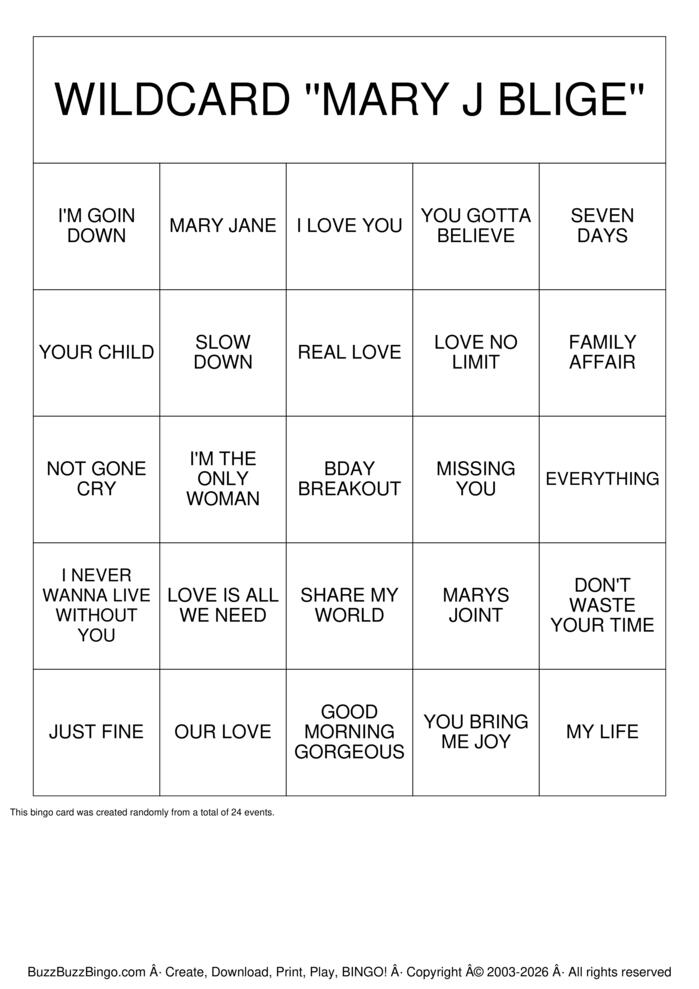 Download Free Custom Bingo Cards
