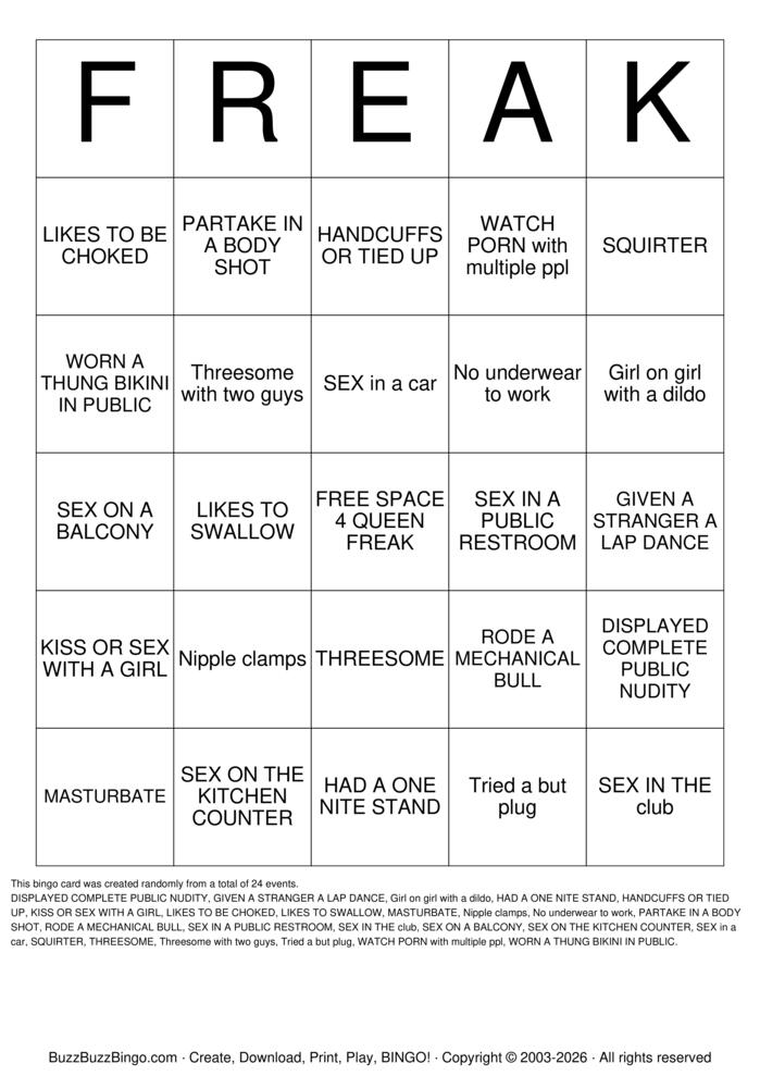 Download Free FREAK-A-LEEK Bingo Cards