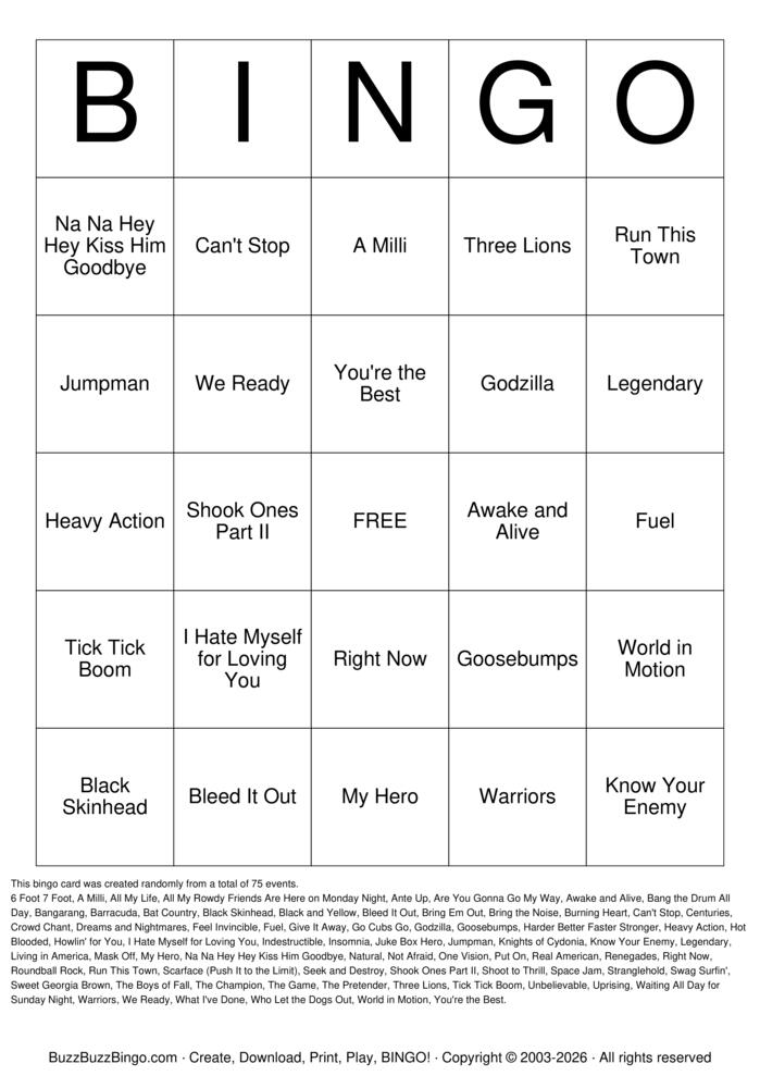 Download Free Game Day Hype Titles Bingo Cards