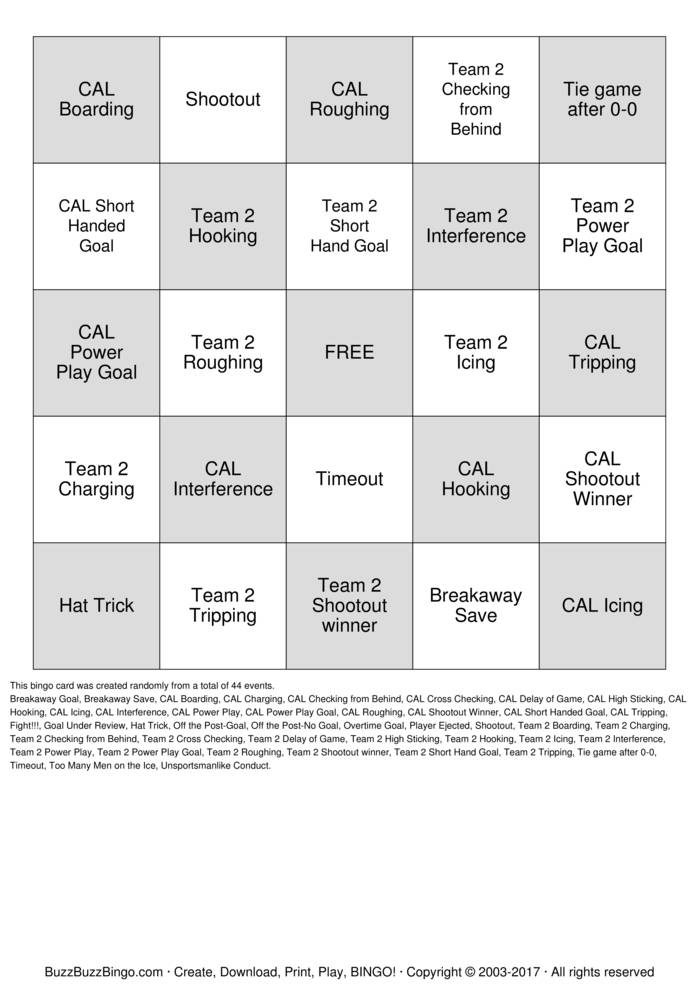 Hockey Bingo Cards to Download, Print and Customize!