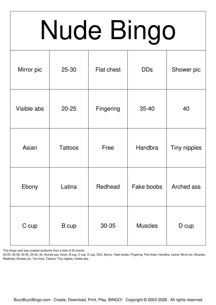 Download Free Nude Bingo Bingo Cards Download Free Nude Bingo Bingo Cards
