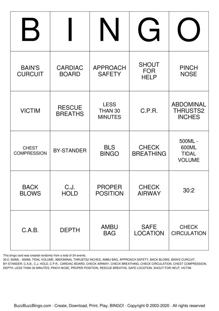 Download Free Nurse Bingo Cards