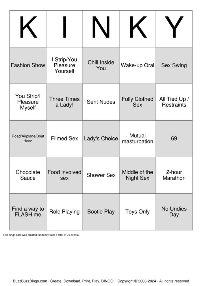 Download Free Sex Act Bingo Bingo Cards