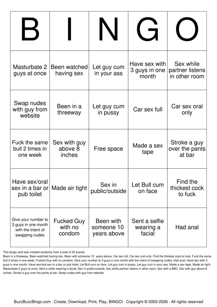 Download Free Slut wife bingo Bingo Cards