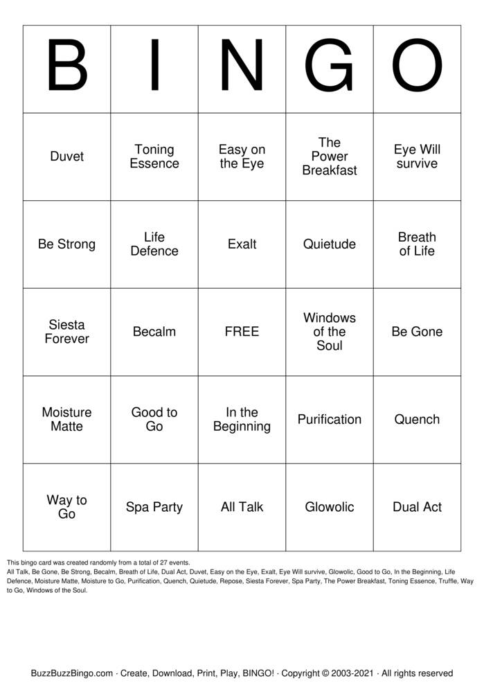 Spa Party Bingo Cards to Download, Print and Customize!