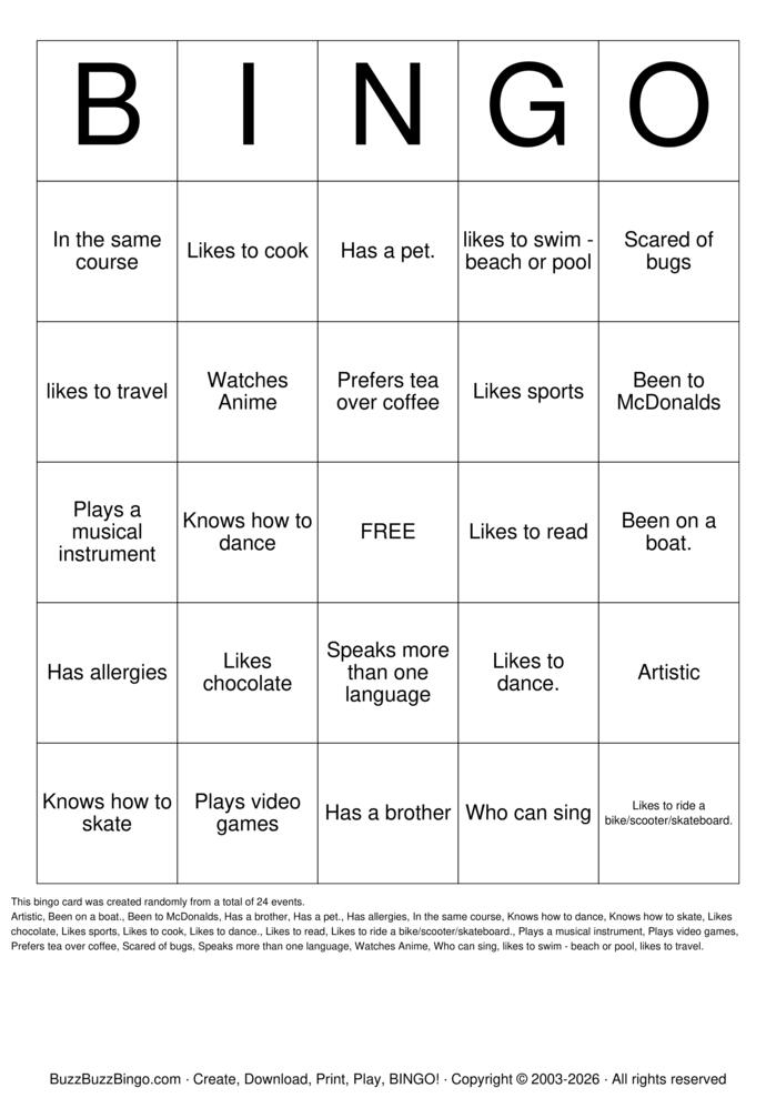 Download Free Speed Friending Bingo Cards
