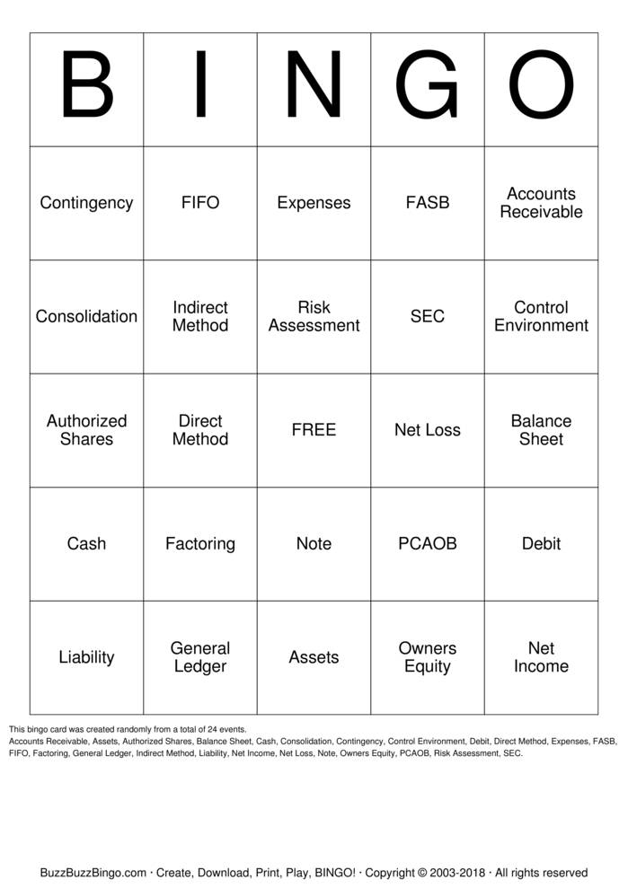 Download Free Accounting Bingo Cards