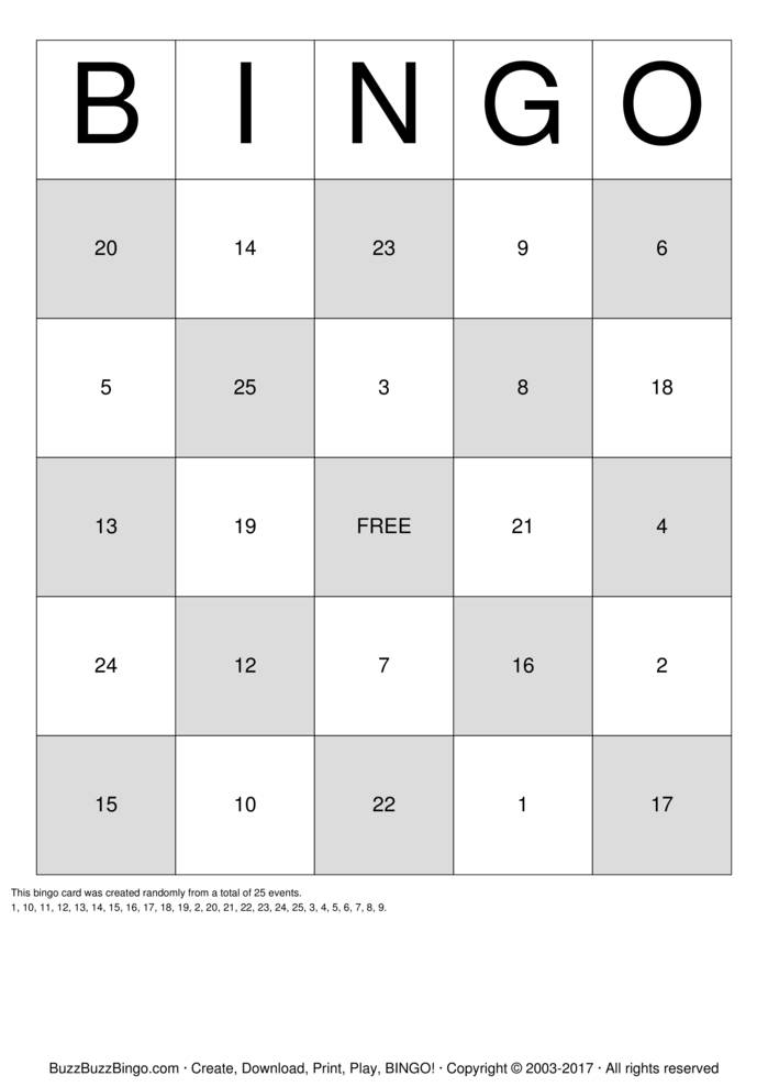 Download Free BINGO Bingo Cards