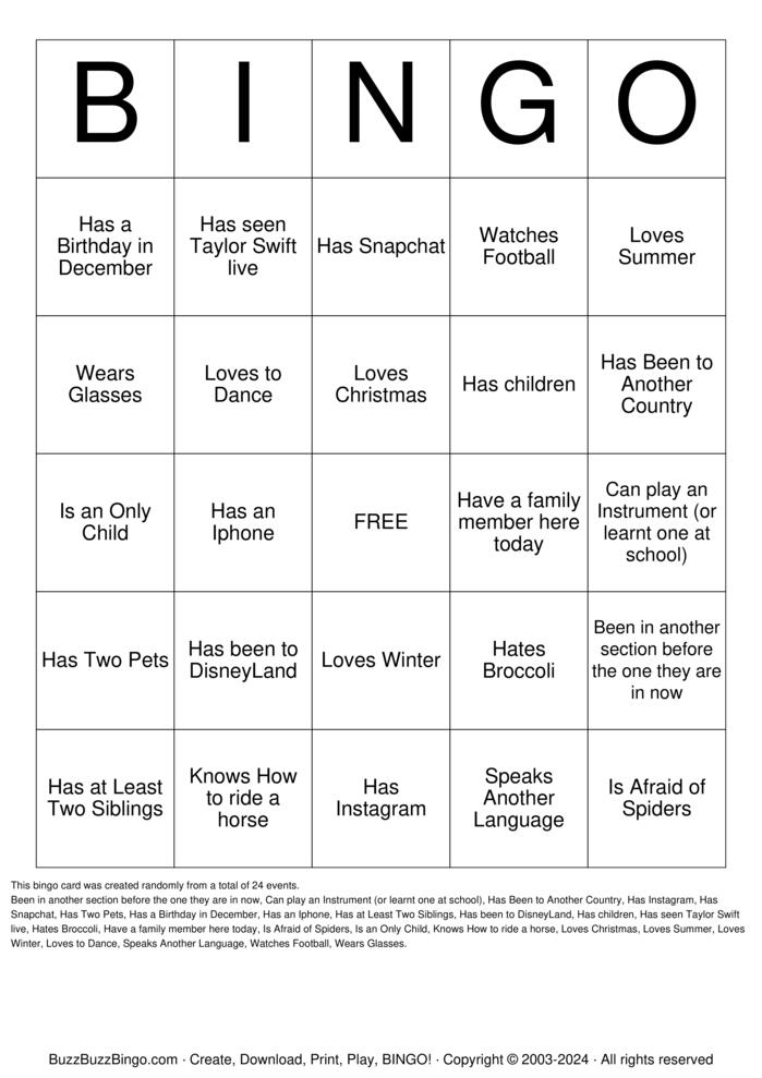 Download Free Buddy Bingo Bingo Cards