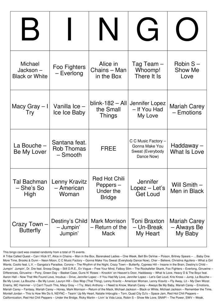 Download Free Custom Bingo Cards