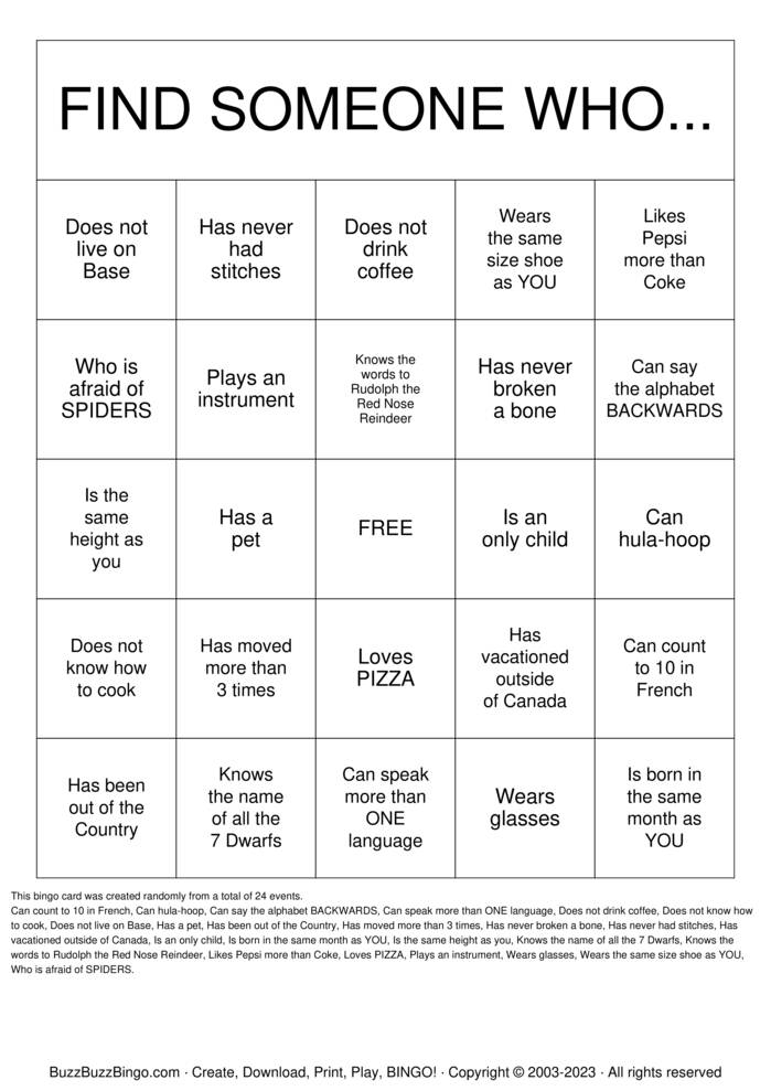 Getting to Know you! Bingo Cards to Download, Print and Customize!