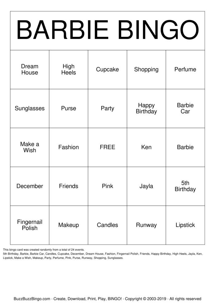 Download Free High Heels  Bingo Cards